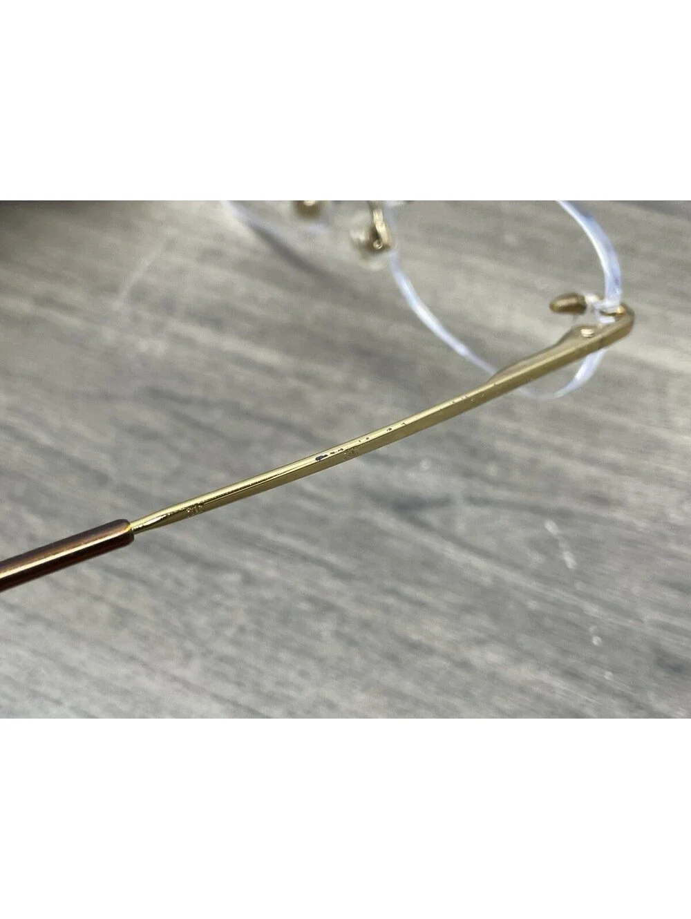 Chanel Eyeglasses Frames 2095 c.125 Yellow Gold Rimless Rectangle 51-16-135 READ